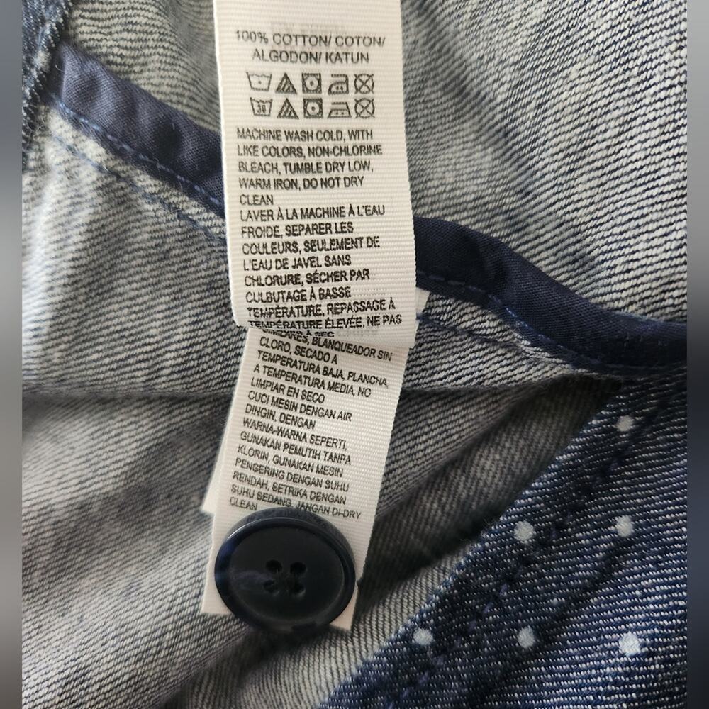 Lucky Brand True Indigo Denim Dot Trench Coat Medium - Picture 11 of 11